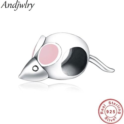 Fit Original Pandora Charms Bracelet Authentic 925 Sterling Silver Cute Aniaml Mini Mouse Beads for DIY Jewelry Berloque