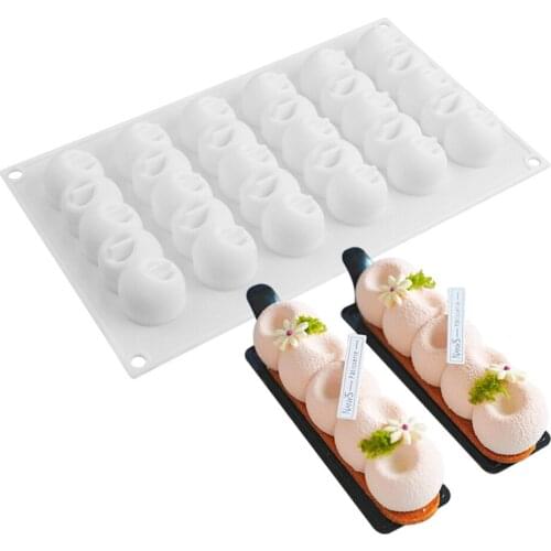 Silicone Mold 6 Rows Concave Ball White Long Strip Mousse Mold Food Grade Baking Mold Cake Mold for Drop Shipping