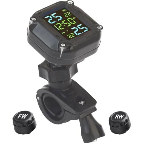 Motorcycle TPMS With 2 External Sensors LCD Display Tire Pressure Temperature Sensors Wireless Tire Pressure Monitoring System