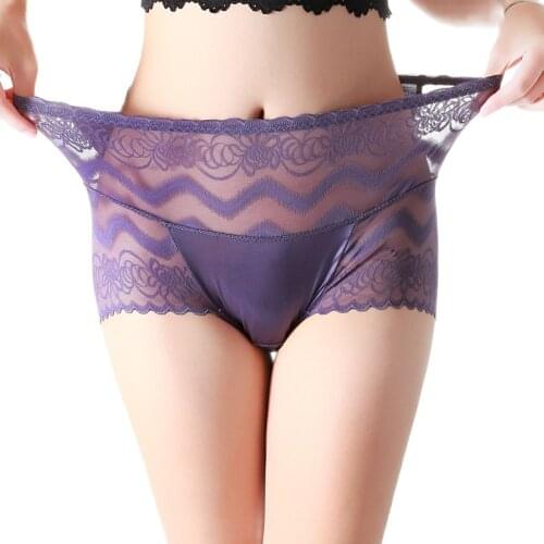 New Women Sexy Lace Panties High Waist Thin Transparent mesh Underwear Female Plus Size Lingerie Sex Panties 100KG