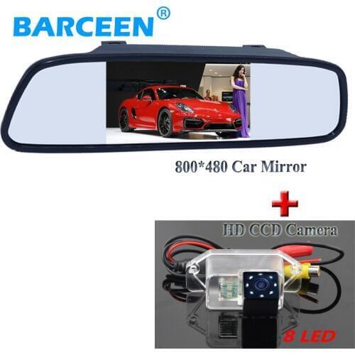 During promotion 170 wide angle car rearview camera with 8 led lights with sunvisor 4.3" car mirror for Mitsubishi lancer
