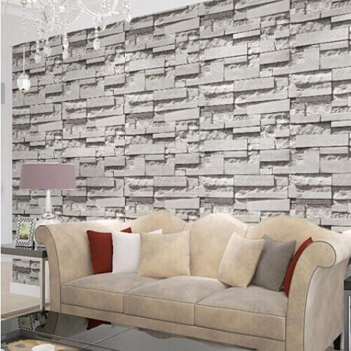 Wellyu 3D Real Look Realistic Brick wall Wallpaper White Grey Real Deep Embossed Textured Wall paper Roll home decor R300