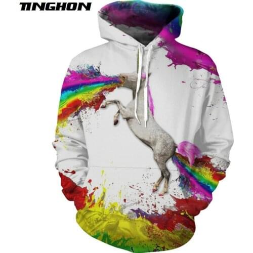 XS-7XL Summer Fashion Men Women T Shirt Unicorn Rainbow Animals 3D Print Casual Hooded Jacket Hoodies Sweatshirts