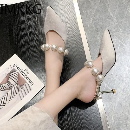 Thin Heels pu Cover Toe Ladies' Slippers Luxury Slides Slipers Women Shallow high Heeled Mules Pointed Designer 2021
