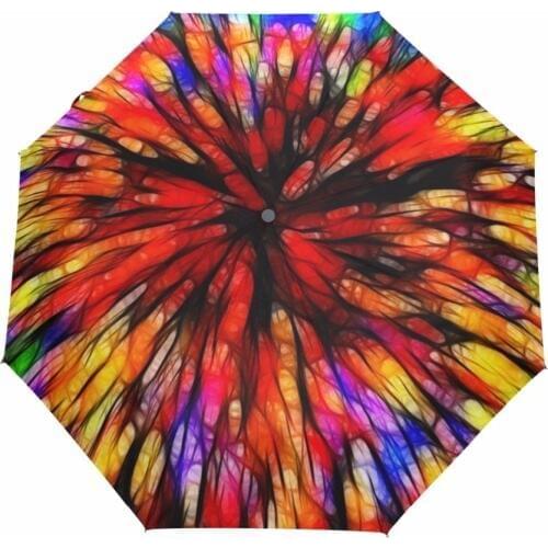 Colorful Pattern Automatic Umbrella Three Folding Non-Automatic/ Automatic Paraguas Anti-UV Sun/Rain Umbrella Windproof Parasol