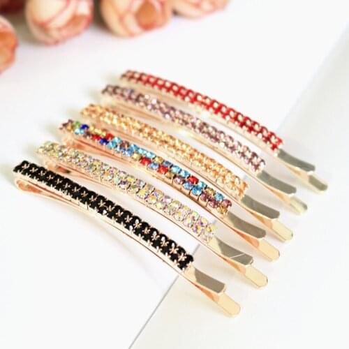 1PCS Fashion Double row Pearl rhinestone side clip Accessories For Women Girls Hairclip Headwear