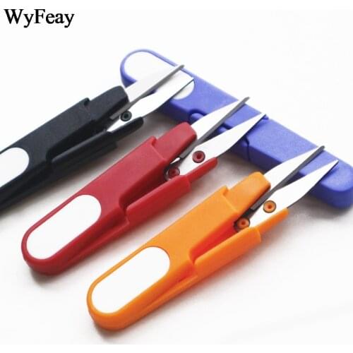 1Pcs/Lot Multipurpose Wear Cover Handle Safety Sewing Scissors Thread Scissors Embroidery Cross-stitch Cutter U Shape Scissors