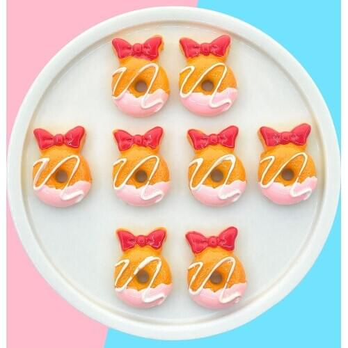 10PCS Resin Donut Cute Food Mininature Home Decoration DIY Craft Scrapbooking