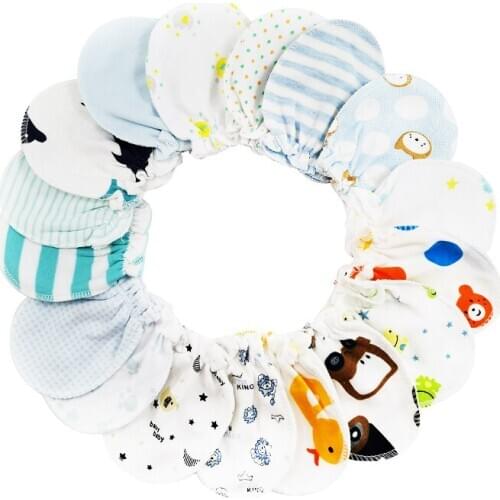 100 Pair/set Fashion Cartoons Baby Anti Scratching Gloves Newborn Infant Protection Face Cotton Scratch Baby Boy Girl Mittens