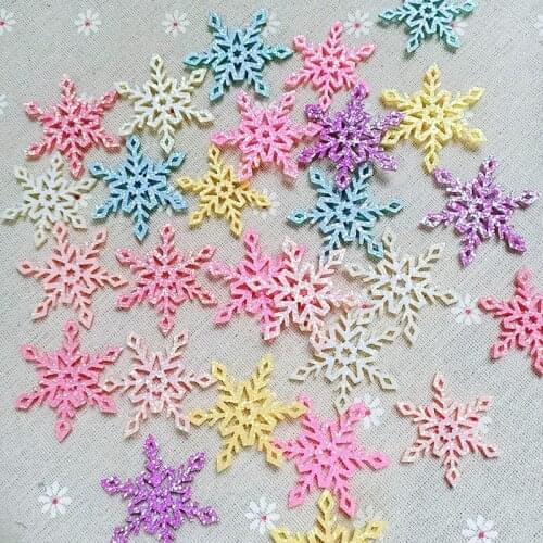 20Pcs Glitter Snowflake Padded Appliques for DIY Christmas Tree Hat Glass Windows Walls Stick-on Supplies Hair Clip Patches