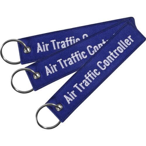 3 PCS/LOT Remove Before Flight ATC Key Chain Jewelry Embroidery Blue Air Traffic Controller Key Ring Chain for Fashion Keychains