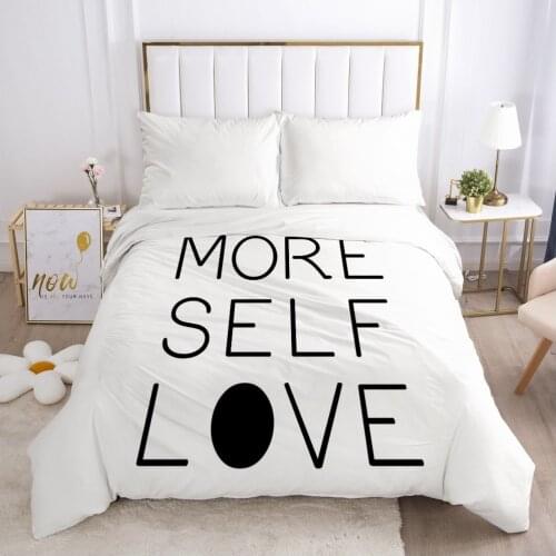 3D Duvet Cover with Zipper Comforter/Quilt/Blanket Cover 200x200 155x220 3D Nordic Bedding White Letter Customize size/design