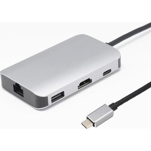 8 in 1 Multi-function Type-C Docking Station Type-C Male to RJ45 HDMI USB3.0 HUB Connector