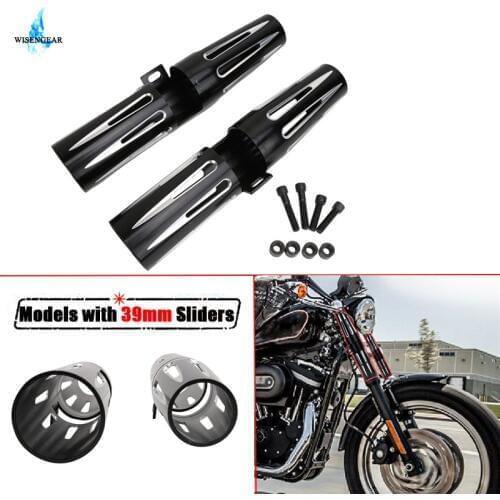 Aluminum 39mm Fork Shrouds Boots Covers Black Narrow Glide For Harley Dyna Sportster XL 1200 883 Iron 48 72 WISENGEAR