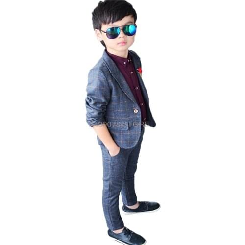 2020 Boys blazer Jacket +Pants 2Pcs suit School Kids beautiful slim Suit Child Wedding Birthday Party wear set 2-10 year