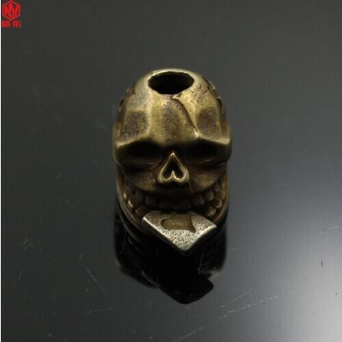1 Piece Of EDC Brass Knife Beads DIY Keychain Creative Paracord Skull Pendant