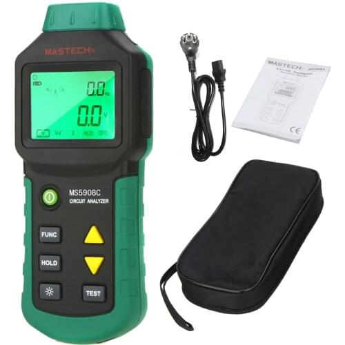 MASTECH MS5908C Digital LCD Circuit Analyzer Tester With Voltage GFCI RCD Tester Socket Tester Low Voltage Fault Circuit Test