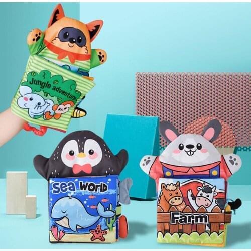 Baby Soft Cloth Book For Newborns 0 12 Months 3D Quiet Books Montessori Hand Puppet Educational Toy For 1 Year Old Boy Kids Gift