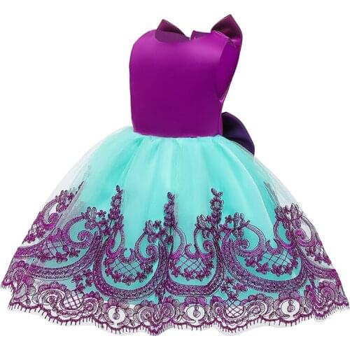 Baby Backless Double Bow Hollow Dress Girl Stage Show Infant Princess Dress Kids Dresses for Girls Infant Childrens Clothing