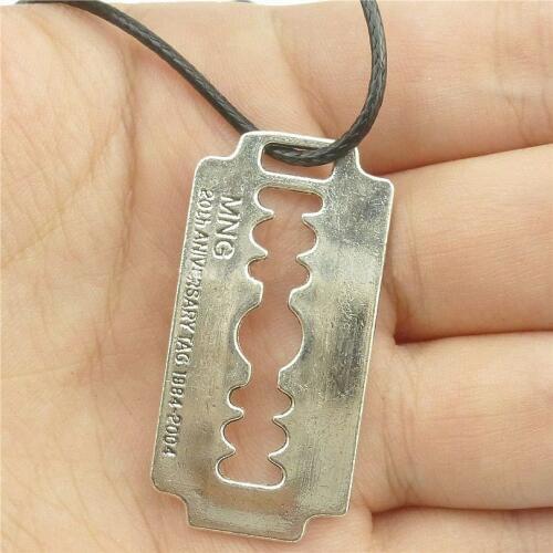GLOWCAT Q58A82 Vintage Alloy Razor Blade Necklace Pendan Emo Gothic 17inch Leather Chain Jewelry