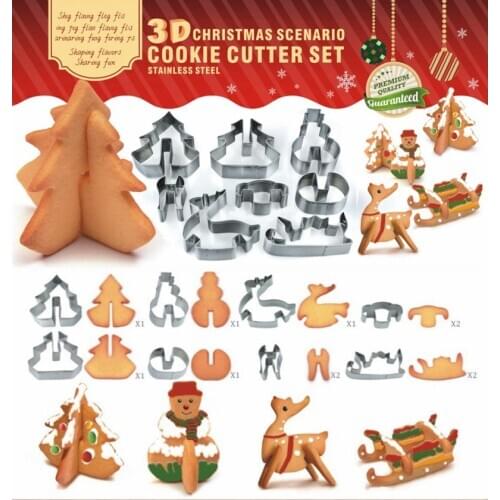 Stainless Steel Cake Decorating Tools Snowflake Christmas Cookie Tools Cutter Mold Biscuit Press Icing Set Stamp Mould Bakeware