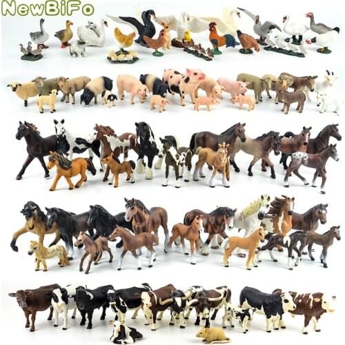 44 types horse collection 68 types farm animals series Chicken duck goose swan pig dog cat cow sheep model toys children gift