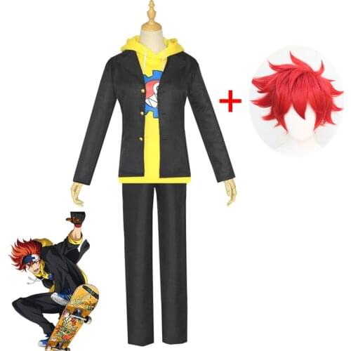 Anime High School Student Uniform SK8 The Infinity Full Cosplay Costume Halloween Carnival Funny Costume Including Red Wig