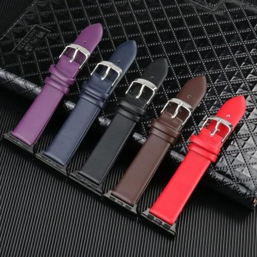 Unisex Gennuine Leather Belt 38mm 40mm 42mm 44mm For iwatch 5 Red Colorful Soft Watch Band For Apple Watch