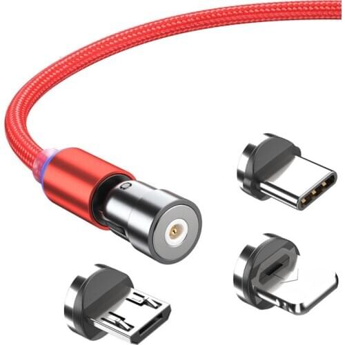 3A Fast Charging Magnetic USB Cable For iPhone Xiaomi 540 Magnet Charger Micro USB Type C Cable Phone Charge Cable All Phones