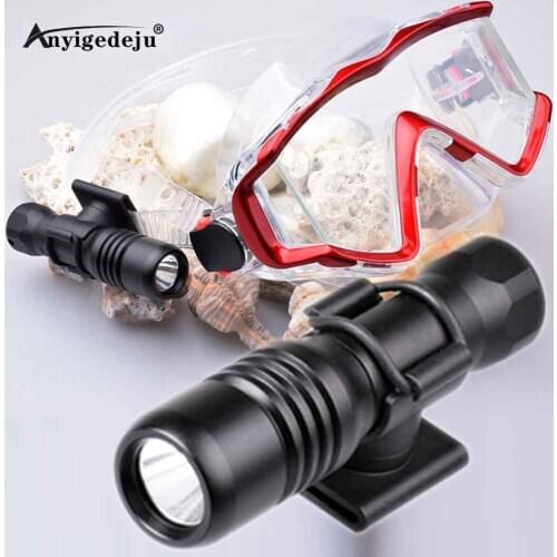 ANYIGEDEJU DIV18 Scuba Dive Mask Torch Mini Diving Flashlight Underwater 200M XM-L2 LED Diving Headlight with Mount Use AA/14500