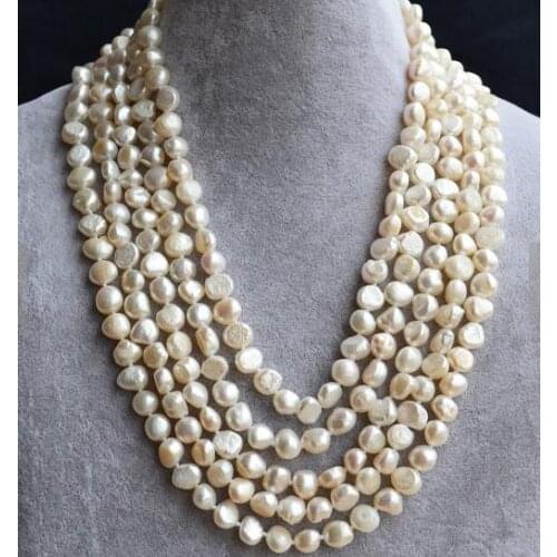 New Arrival Favorite Pearl Long Necklace 100 inches 8-9mm White Baroque Genuine Freshwater Pearl Fine Jewelry Nice Women Gift