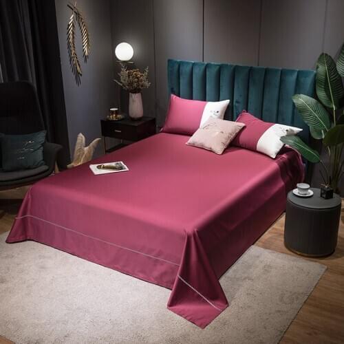2020 new products Color blocked long staple cotton Bedcover Fitted Sheet Pillowcases 2/3pcs Solid Embroidery Bedding