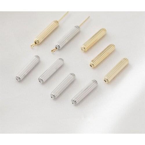 New style 50pcs/lot Fold effect geometry Long tube copper beads charms diy jewelry earring/garment pendant accessory