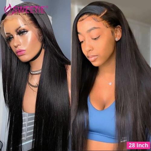 Sweetie 13x6 Lace Wigs 30inch Straight Lace Front Human Hair Wigs Pre Plucked 13x4 4x4 Closure Wig 150% Brazilian Remy Hair