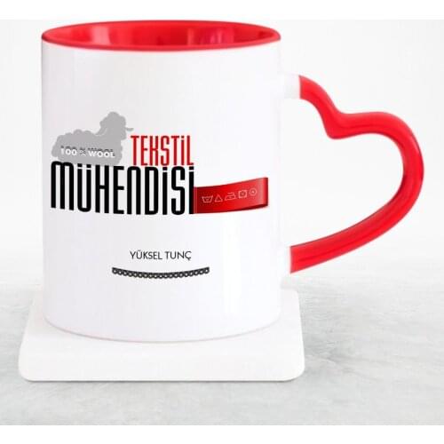 Personalized Professional Textile Engineer Red Heart Mug Cup-3