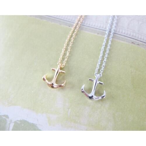 Gift Nautical amulet Tiny Boat Anchor charm Necklace Sideways Mens Navy beach Boat Hooks pendant Necklace for Women jewelry