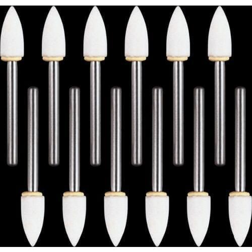 Flame Mounted White Stone Dental Lab Polishing Burs- FG 12pcs/pack Abrasion