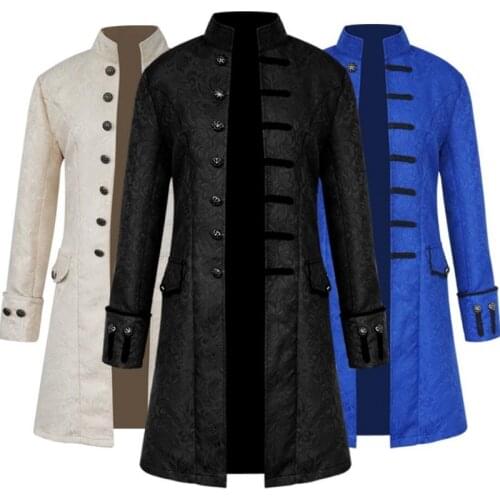 Slim fit Mens brocade Jacket Victorian Coat Gothic Steampunk Vintage Overcoat Male Long Sleeve Coats and Jackets