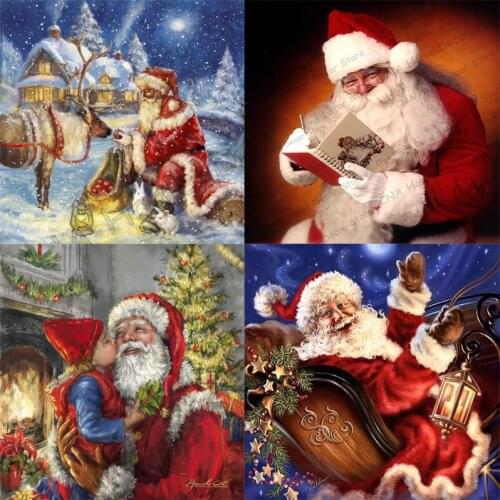 Santa Clause photo Drill Resin Ribbon Mosaic 5D Diy Embroidery Diamond Painting colorful 3D Cross Stitch Kits room decorations