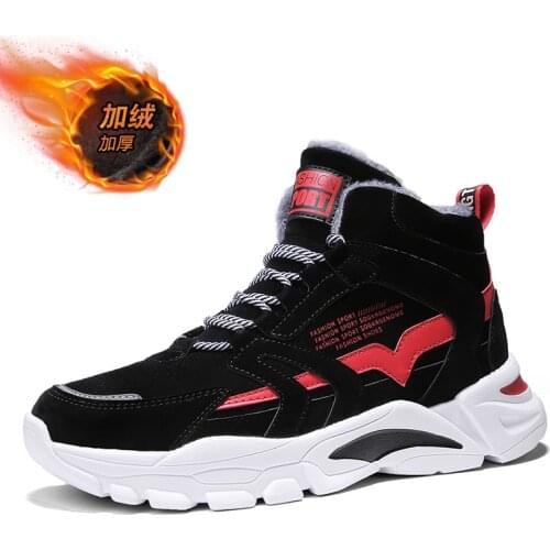 High Top Outdoor Mens Casual Shoes Breathable Keep warm Mens Fashion Sneakers Hard-Wearing Plus velvet Men cotton shoes Winter