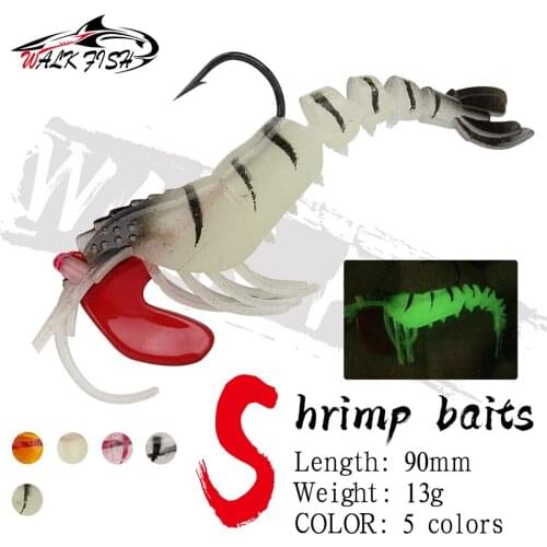WALK FISH 90MM 13G Luminous Bait Carp Fishing Lure Accessories isca Artificial Bait Wobblers Head Shrimp Swim baits Crankbait