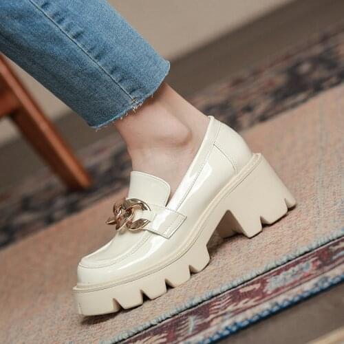 Women Shoes Autumn British Style Female Footwear Modis Slip-on Round Toe Clogs Platform Fall Preppy Dress 2021 Slip On New