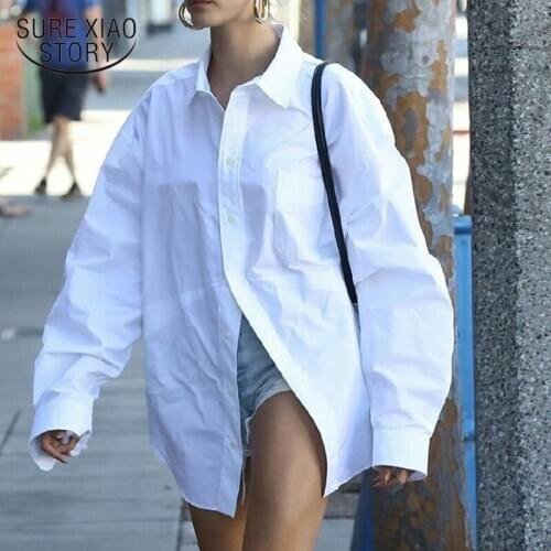 Casual Plus Size Loose Women Shirts 2020 Autumn White Cardigan Blouse Women Single Breasted Ladies Clothing Tops Blusas 12410