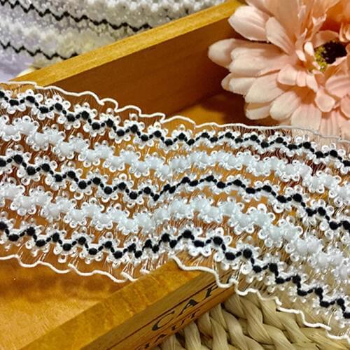 1 yard Width 5cm Black White Shape Elastic Spandex Lace Band Ribbon Lace Trim Wedding Applique Dress Sewing Girls' Skirt