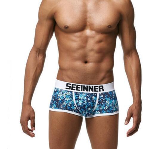 2019 Men Trunk Boxers Cotton Sexy Mens Underwear Underpants Breathable Flexible Shorts Ptinting Penis Pouch Boxer Shorts Male