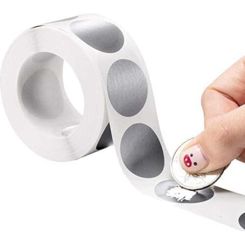 300Pcs/Roll Round Scratch Off Stickers DIY Sliver Labels Game Favor Ticket Card Party