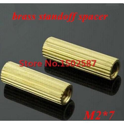 500 Pieces M2*7 Brass Standoff Spacer Double-pass Column M2 Female x M2 Female 7mm