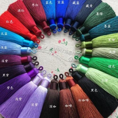 10pcs DIY jewelry accessories 44 colors Coil head Rayon Silk Fringe Sui child Short fat section Fine smooth straight tassels