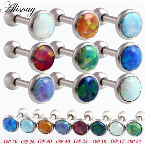 Alisouy 1 pcs 16G Surgical Steel Opal Labret Lip Piercing Jewelry Sexy Stone Style Lip Stud Fashion Earrings Pircing Body