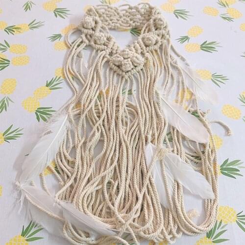 White Macrame veil boho headpiece hair piece engagement wedding cotton headband bridal shower hair accessory bridal tiara